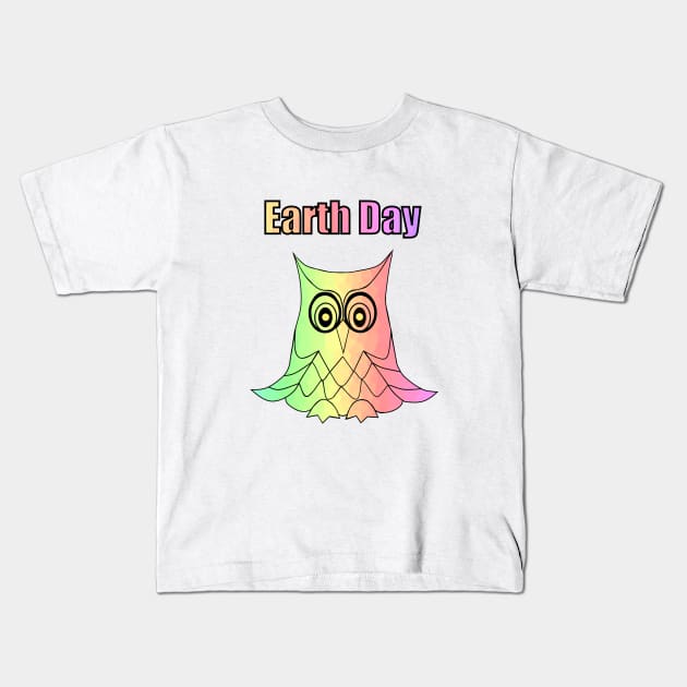 EARTH Day Celebration Cute Owl Kids T-Shirt by SartorisArt1